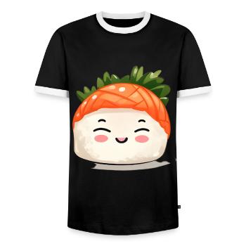 Sushi - T-shirt contrasté Homme - noir/blanc - Devant - AI Model Female 172 light (172cm) & AI Model Male 178 light (178cm)