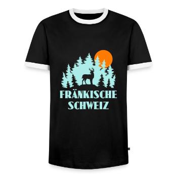 Fränkische Schweiz - Männer Kontrast-T-Shirt - Schwarz/Weiß - Vorne - AI Model Female 172 light (172cm) & AI Model Male 178 light (178cm)