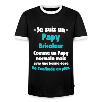 Papy Bricoleur, Maître du DIY - T-shirt contrasté Homme - noir/blanc - Devant - AI Model Female 172 light (172cm) & AI Model Male 178 light (178cm)