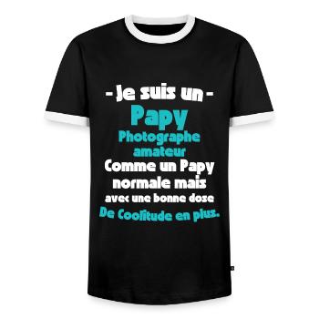 Papy Photographe Amateur - T-shirt contrasté Homme - noir/blanc - Devant - AI Model Female 172 light (172cm) & AI Model Male 178 light (178cm)