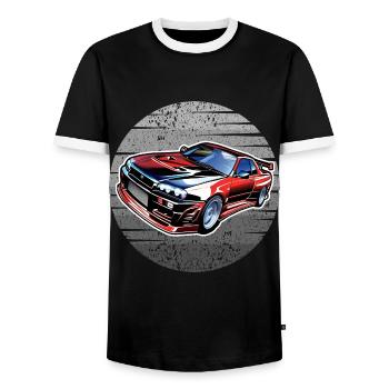 Jdm / Tuning / Turbocharger / Rims / Chiptuning - Men's Ringer Shirt - black/white - Front - AI Model Female 172 light (172cm) & AI Model Male 178 light (178cm)