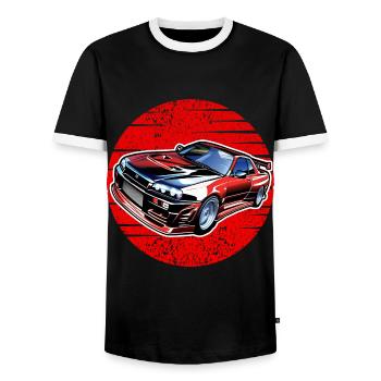 Jdm / Tuning / Turbocharger / Rims / Chiptuning - Men's Ringer Shirt - black/white - Front - AI Model Female 172 light (172cm) & AI Model Male 178 light (178cm)