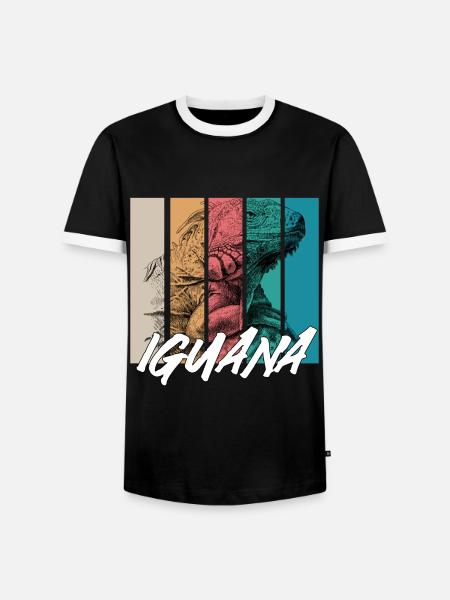 Iguana - Men's Ringer Shirt - black/white