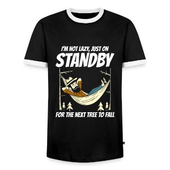Holzfäller Holzarbeiter Holzfäller Zimmermann Lustig - Männer Kontrast-T-Shirt - Schwarz/Weiß - Vorne - AI Model Female 172 light (172cm) & AI Model Male 178 light (178cm)