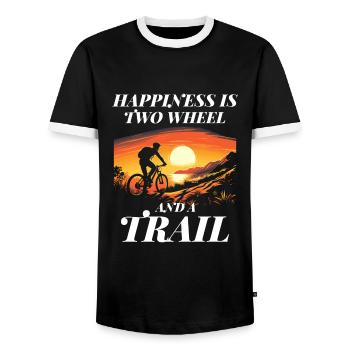 À la poursuite du bonheur sur deux roues - T-shirt contrasté Homme - noir/blanc - Devant - AI Model Female 172 light (172cm) & AI Model Male 178 light (178cm)
