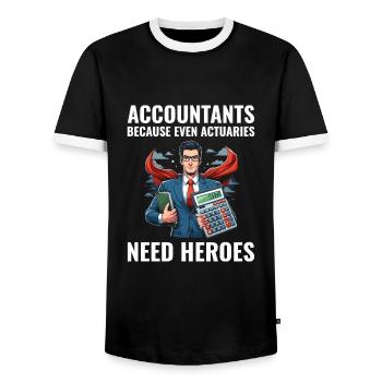 Comptable Comptabilité Tenue de livres Finance Drôle - T-shirt contrasté Homme - noir/blanc - Devant - AI Model Female 172 light (172cm) & AI Model Male 178 light (178cm)