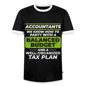 Accountant Accounting Bookkeeping Finance Funny - Men's Ringer Shirt - black/white - Front - AI Model Female 172 light (172cm) & AI Model Male 178 light (178cm)