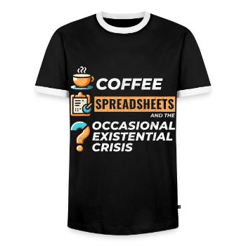 Accountant Bookkeeping Coffee Spreadsheets Funny - Men's Ringer Shirt - black/white - Front - AI Model Female 172 light (172cm) & AI Model Male 178 light (178cm)
