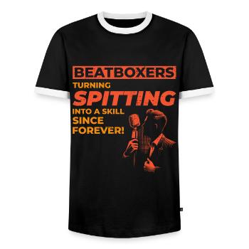 Beatboxing Musikalischer Humor Spucken Geschicklichkeit Humorvoll - Männer Kontrast-T-Shirt - Schwarz/Weiß - Vorne - AI Model Female 172 light (172cm) & AI Model Male 178 light (178cm)