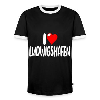 ludwigshafen - Männer Kontrast-T-Shirt - Schwarz/Weiß - Vorne - AI Model Female 172 light (172cm) & AI Model Male 178 light (178cm)