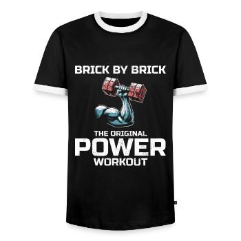 Bricklayer Bricklaying Humor Power Workout Funny - Men's Ringer Shirt - black/white - Front - AI Model Female 172 light (172cm) & AI Model Male 178 light (178cm)