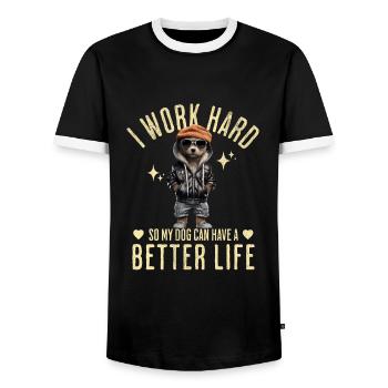 Chien Chiens Drôle Dire - T-shirt contrasté Homme - noir/blanc - Devant - AI Model Female 172 light (172cm) & AI Model Male 178 light (178cm)