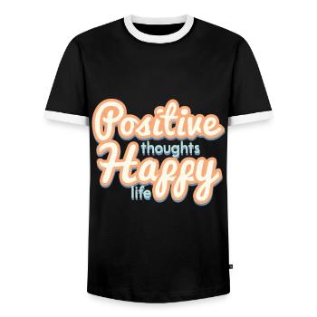 Positif - T-shirt contrasté Homme - noir/blanc - Devant - AI Model Female 172 light (172cm) & AI Model Male 178 light (178cm)