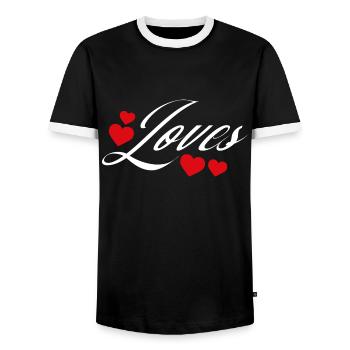 Loves - Men's Ringer Shirt - black/white - Front - AI Model Female 172 light (172cm) & AI Model Male 178 light (178cm)