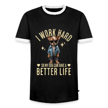 dog dogs funny saying chihuahua - Men's Ringer Shirt - black/white - Front - AI Model Female 172 light (172cm) & AI Model Male 178 light (178cm)
