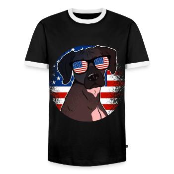 Amérique du Nord - T-shirt contrasté Homme - noir/blanc - Devant - AI Model Female 172 light (172cm) & AI Model Male 178 light (178cm)