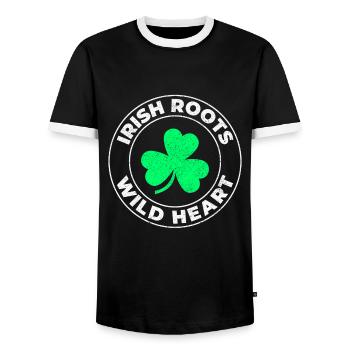 Wild Heart: Funny Irish Girl Design - Men's Ringer Shirt - black/white - Front - AI Model Female 172 light (172cm) & AI Model Male 178 light (178cm)