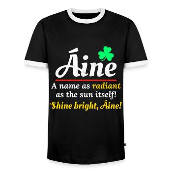 Lustiger irischer Mädchenname: Áine - Strahlender Name - Männer Kontrast-T-Shirt - Schwarz/Weiß - Vorne - AI Model Female 172 light (172cm) & AI Model Male 178 light (178cm)