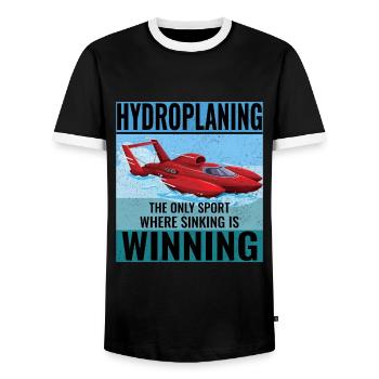 Hydroplane Boat Racing Humor Winning Sinkers - Men's Ringer Shirt - black/white - Front - AI Model Female 172 light (172cm) & AI Model Male 178 light (178cm)