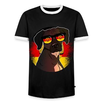 East Germany - Men's Ringer Shirt - black/white - Front - AI Model Female 172 light (172cm) & AI Model Male 178 light (178cm)