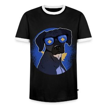 Kosovo - Männer Kontrast-T-Shirt - Schwarz/Weiß - Vorne - AI Model Female 172 light (172cm) & AI Model Male 178 light (178cm)