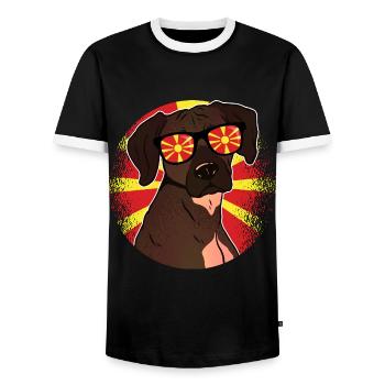 Macédoine du Nord - T-shirt contrasté Homme - noir/blanc - Devant - AI Model Female 172 light (172cm) & AI Model Male 178 light (178cm)