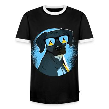 Saint Lucia - Men's Ringer Shirt - black/white - Front - AI Model Female 172 light (172cm) & AI Model Male 178 light (178cm)