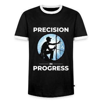 Vitrier Fenêtre Verre Montage Fitter Verrerie - T-shirt contrasté Homme - noir/blanc - Devant - AI Model Female 172 light (172cm) & AI Model Male 178 light (178cm)