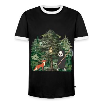 Waldbewohner Sensenmann Fantasy Halloween Tod - Männer Kontrast-T-Shirt - Schwarz/Weiß - Vorne - AI Model Female 172 light (172cm) & AI Model Male 178 light (178cm)