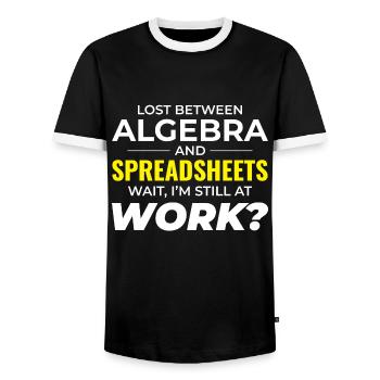 Work Memes Office-Humor Workplace Funny - Men's Ringer Shirt - black/white - Front - AI Model Female 172 light (172cm) & AI Model Male 178 light (178cm)
