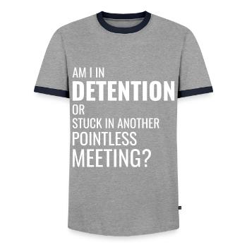 Work Memes Office-Humor Workplace Funny - Men's Ringer Shirt - grey/navy  - Front - AI Model Female 172 light (172cm) & AI Model Male 178 light (178cm)