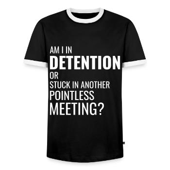 Work Memes Office-Humor Workplace Funny - Men's Ringer Shirt - black/white - Front - AI Model Female 172 light (172cm) & AI Model Male 178 light (178cm)