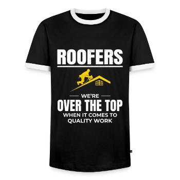 Dachdecker Dachdecker Dachreparatur Mechaniker Bauunternehmer - Männer Kontrast-T-Shirt - Schwarz/Weiß - Vorne - AI Model Female 172 light (172cm) & AI Model Male 178 light (178cm)
