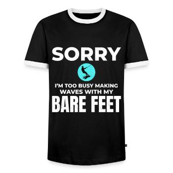 Pieds nus Ski nautique Sports extrêmes Pieds nus - T-shirt contrasté Homme - noir/blanc - Devant - AI Model Female 172 light (172cm) & AI Model Male 178 light (178cm)
