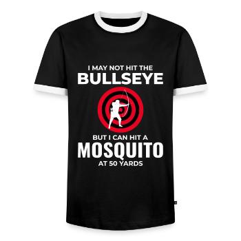 Archery Targets Archer Bullseye Shooting Sport - Men's Ringer Shirt - black/white - Front - AI Model Female 172 light (172cm) & AI Model Male 178 light (178cm)