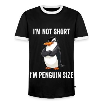 Je ne suis pas petit, je suis de la taille d’un pingouin - T-shirt contrasté Homme - noir/blanc - Devant - AI Model Female 172 light (172cm) & AI Model Male 178 light (178cm)