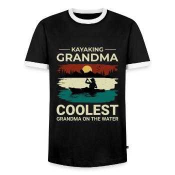 kayaking Gradma Kayak Canoe Kayaker Funny - Men's Ringer Shirt - black/white - Front - AI Model Female 172 light (172cm) & AI Model Male 178 light (178cm)