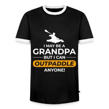 kayaking Gradpa Kayak Canoe Kayaker Funny - Men's Ringer Shirt - black/white - Front - AI Model Female 172 light (172cm) & AI Model Male 178 light (178cm)