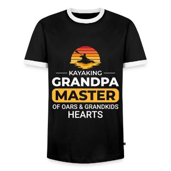 kayaking Gradpa Kayak Canoe Kayaker Funny - Men's Ringer Shirt - black/white - Front - AI Model Female 172 light (172cm) & AI Model Male 178 light (178cm)