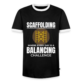 Plate-forme d’échafaudage d’échafaudage de constructeur d’échafaudages - T-shirt contrasté Homme - noir/blanc - Devant - AI Model Female 172 light (172cm) & AI Model Male 178 light (178cm)