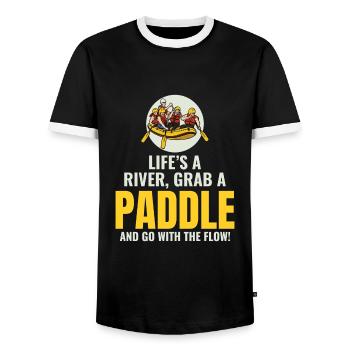 Rafting Team Raft Eau Vive Rafter Paddle Drôle - T-shirt contrasté Homme - noir/blanc - Devant - AI Model Female 172 light (172cm) & AI Model Male 178 light (178cm)