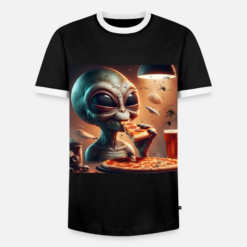 Alien Pizza Fun - Men's Ringer Shirt - black/white