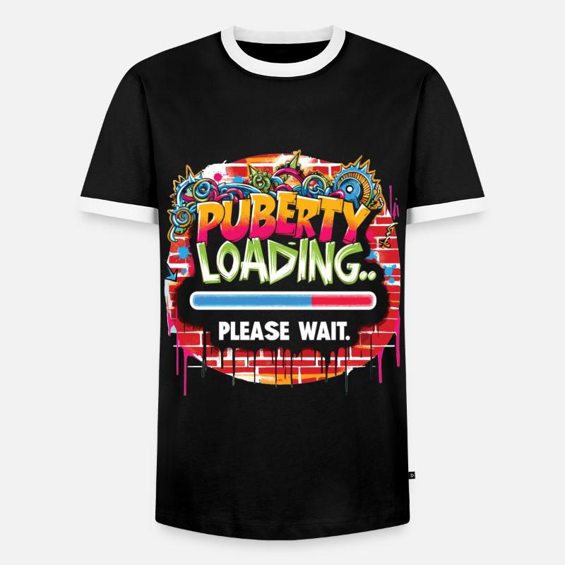 Pubertät läd... bitte warten - Männer Kontrast-T-Shirt - Schwarz/Weiß