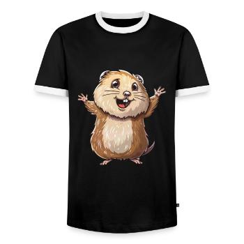 Le lemming joyeux vous invite - T-shirt contrasté Homme - noir/blanc - Devant - AI Model Female 172 light (172cm) & AI Model Male 178 light (178cm)