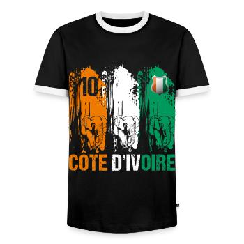 Côte D' Ivoire football supporter maillot de foot - T-shirt contrasté Homme - noir/blanc - Devant - AI Model Female 172 light (172cm) & AI Model Male 178 light (178cm)