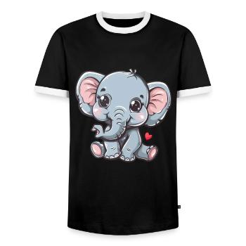 Éléphant mignon avec coeur pour enfants - T-shirt contrasté Homme - noir/blanc - Devant - AI Model Female 172 light (172cm) & AI Model Male 178 light (178cm)