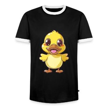Süßes Gelbes Entlein Bringt Freude - Männer Kontrast-T-Shirt - Schwarz/Weiß - Vorne - AI Model Female 172 light (172cm) & AI Model Male 178 light (178cm)