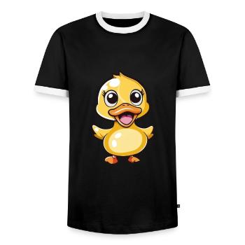 Süßes Entenküken Mit Großen Augen - Männer Kontrast-T-Shirt - Schwarz/Weiß - Vorne - AI Model Female 172 light (172cm) & AI Model Male 178 light (178cm)