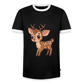 Niedliches Rehkitz Mit Funkelnden Augen - Männer Kontrast-T-Shirt - Schwarz/Weiß - Vorne - AI Model Female 172 light (172cm) & AI Model Male 178 light (178cm)