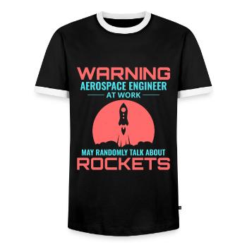 Aerospace Engineer Astronautical Rocket Scientist - Men's Ringer Shirt - black/white - Front - AI Model Female 172 light (172cm) & AI Model Male 178 light (178cm)